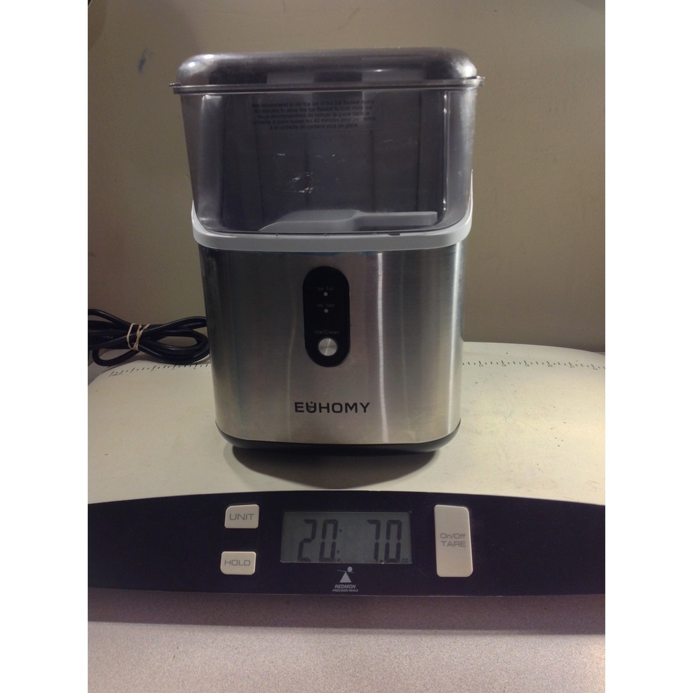 Euhomy Nugget Ice Maker IM-12D Countertop Silver Black Self-Cleaning